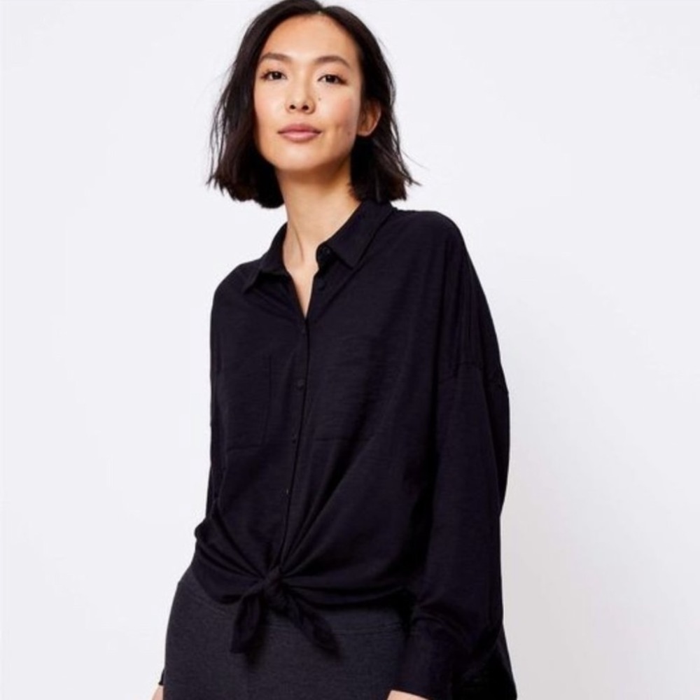 Lou & Grey for LOFT black button up top